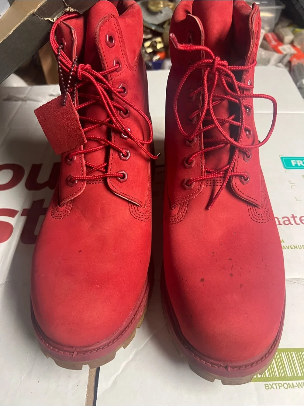 Timberland Bright Red Lace-Up Boots.Take look 5 photo